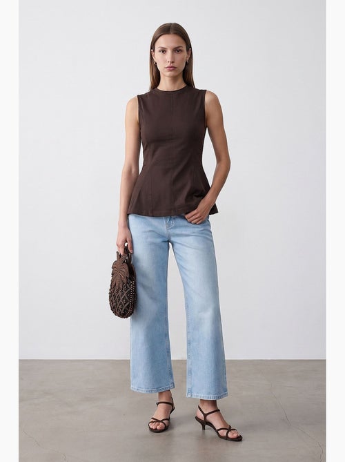 Aansluitende katoenen poplin top met cut-out dilvin - Kiabi