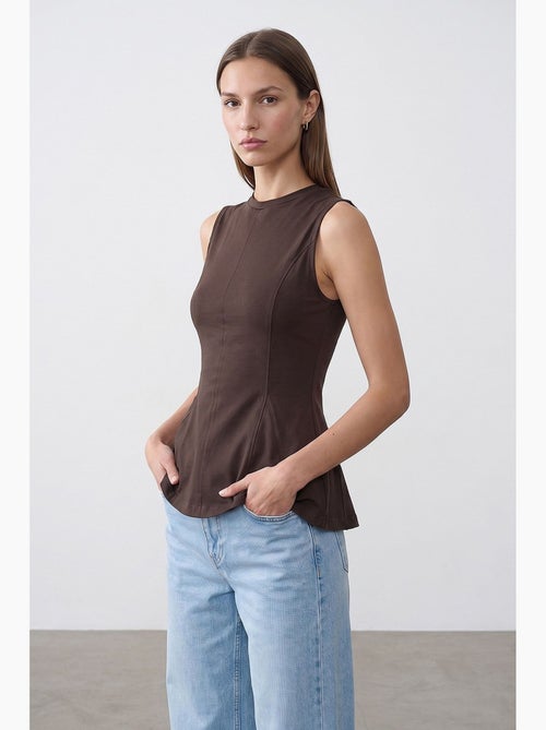 Aansluitende katoenen poplin top met cut-out dilvin - Kiabi