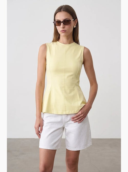 Aansluitende katoenen poplin top met cut-out dilvin - Kiabi
