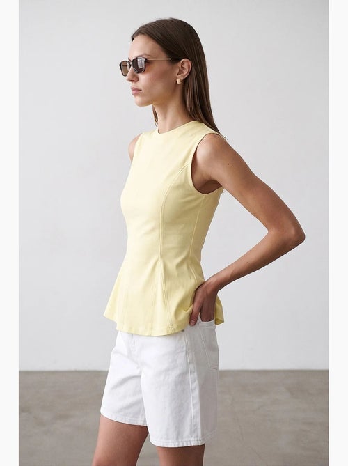 Aansluitende katoenen poplin top met cut-out dilvin - Kiabi