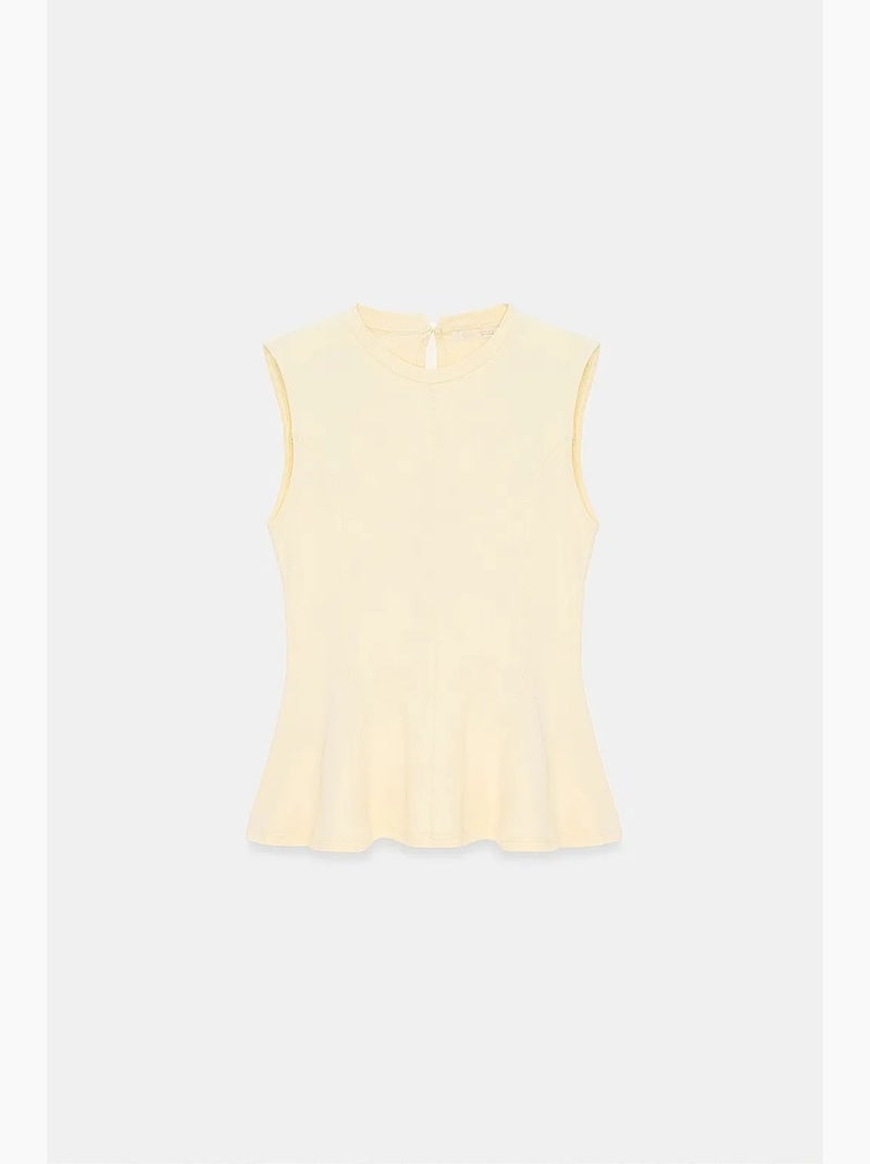 Aansluitende katoenen poplin top met cut-out dilvin Citroengeel - Kiabi