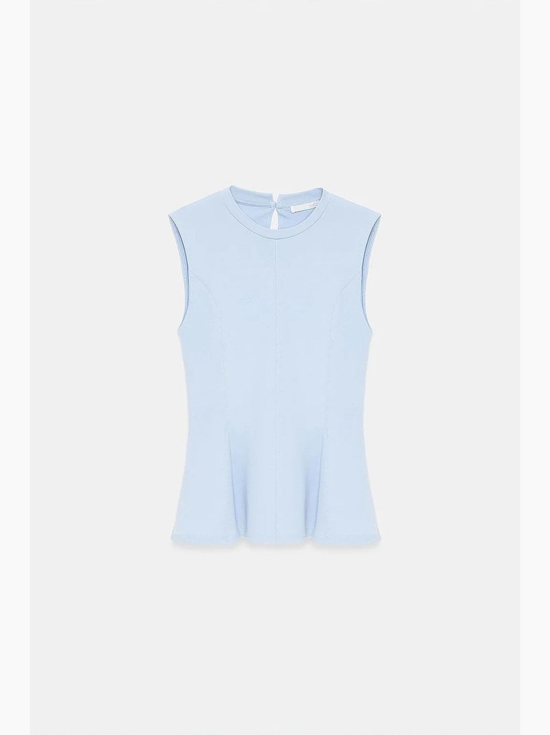 Aansluitende katoenen poplin top met cut-out dilvin Hemelsblauw - Kiabi