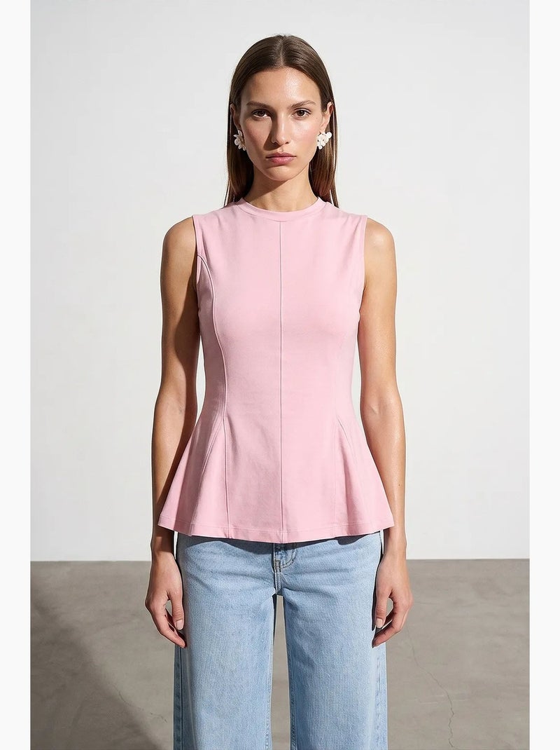 Aansluitende katoenen poplin top met cut-out dilvin Roze - Kiabi