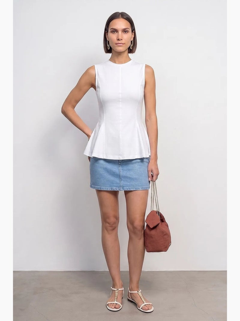 Aansluitende katoenen poplin top met cut-out dilvin Wit - Kiabi