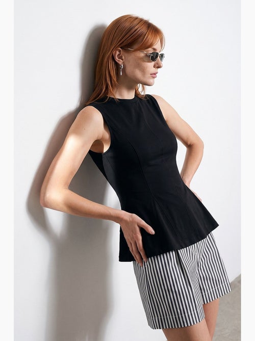 Aansluitende katoenen poplin top met cut-out dilvin - Kiabi