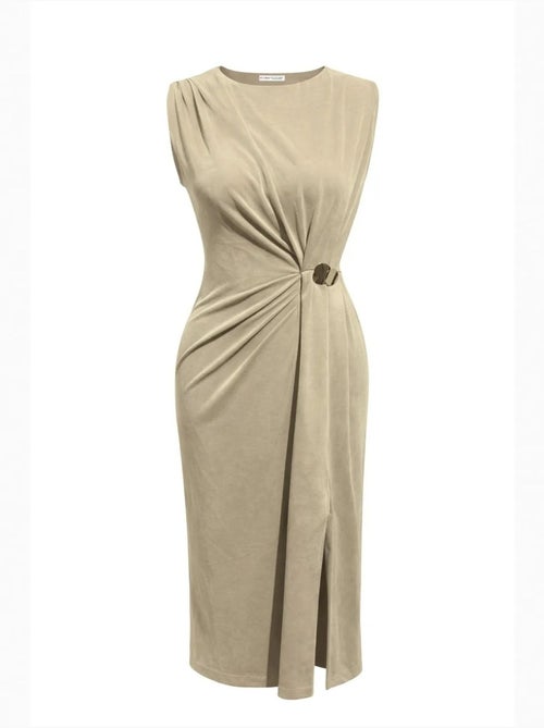 Aansluitende midi-jurk met ronde hals mixray - Kiabi Aansluitende midi-jurk met ronde hals mixray - Kiabi