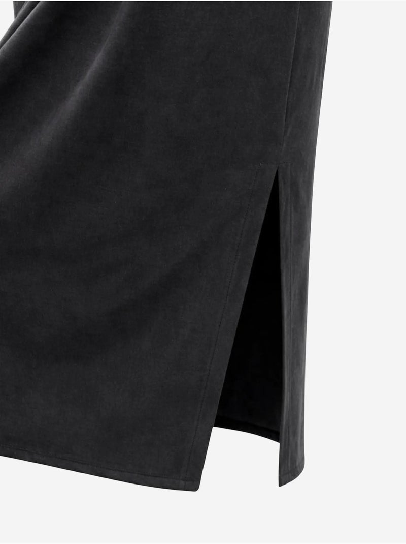 Aansluitende midi-jurk met ronde hals mixray Zwart - Kiabi