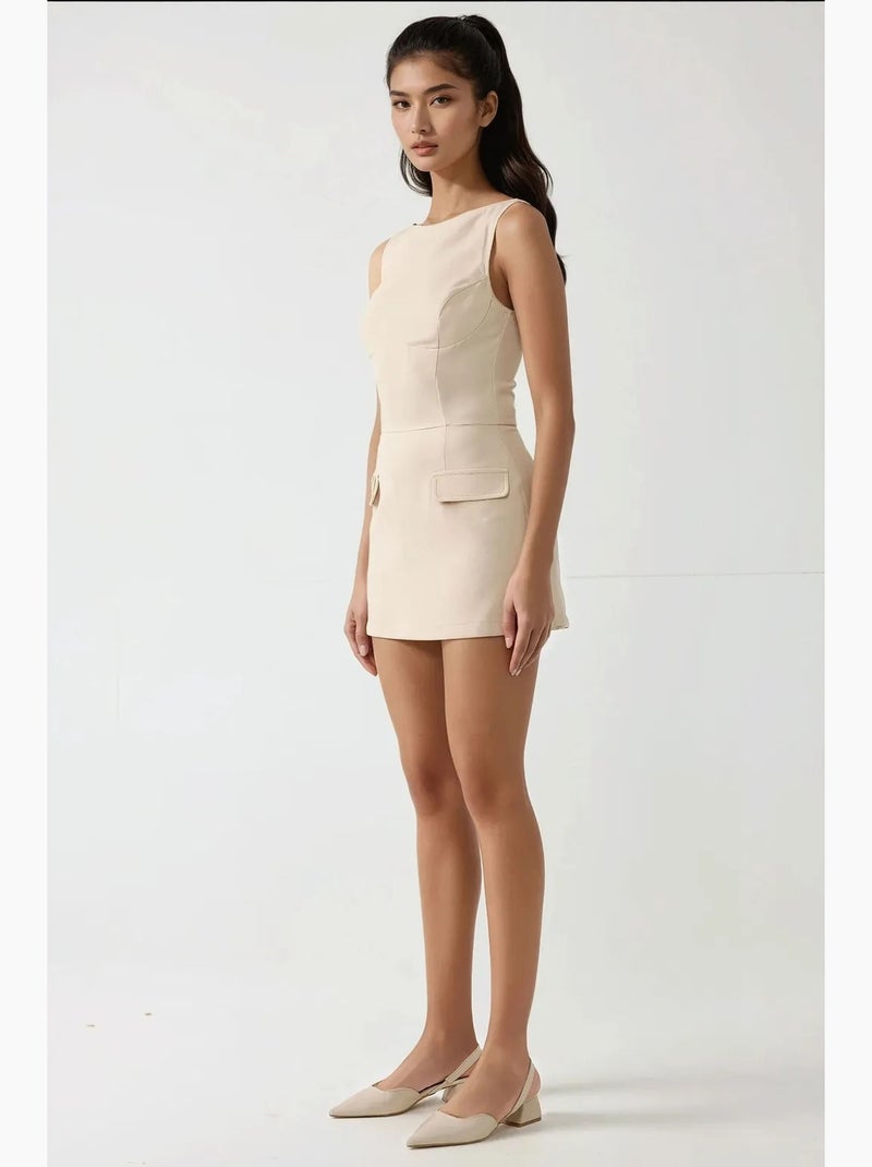 Aansluitende mini-jurk met shorts hiccup Beige - Kiabi