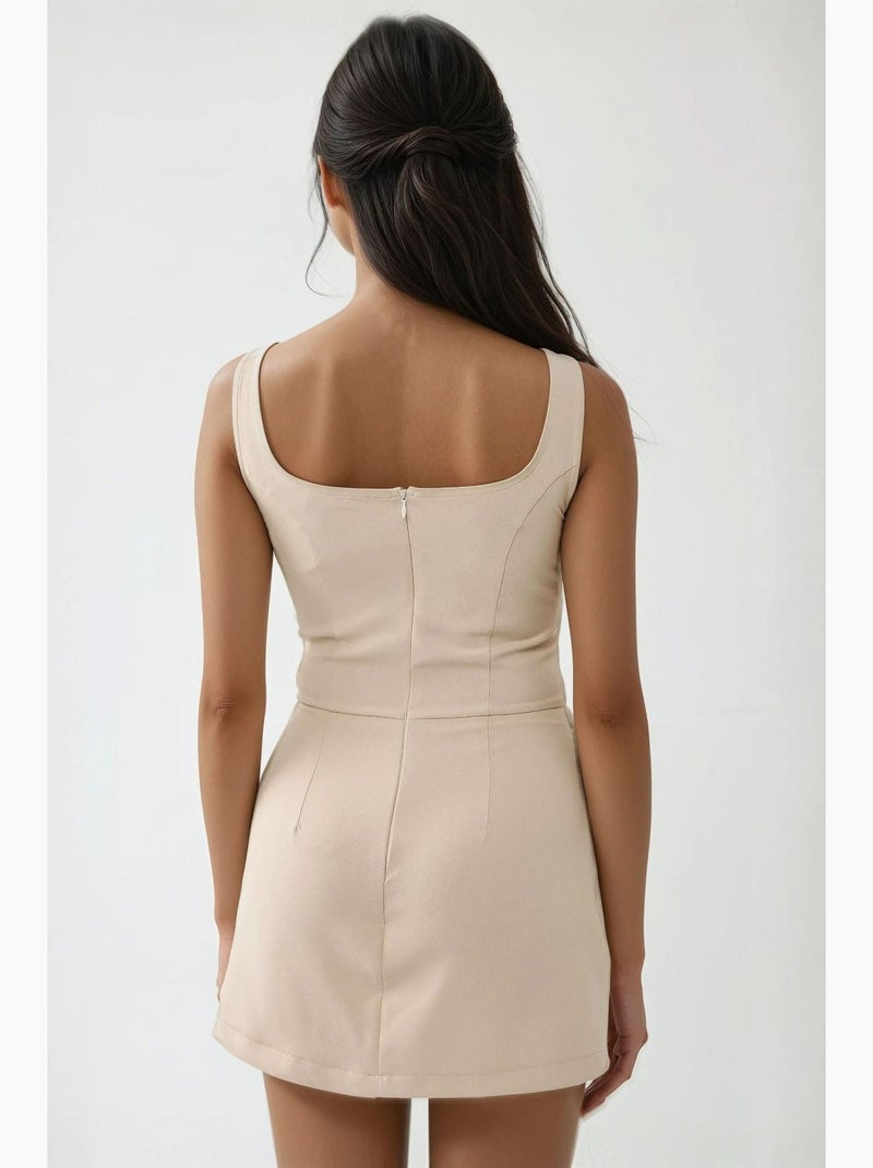 Aansluitende mini-jurk met shorts hiccup Beige - Kiabi