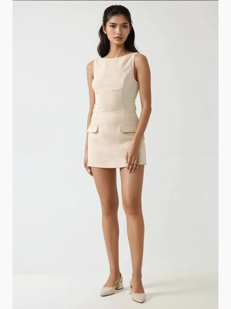 Aansluitende mini-jurk met shorts hiccup Beige - Kiabi