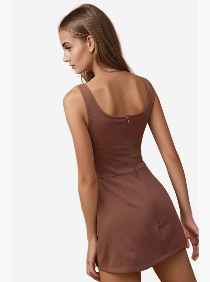 Aansluitende mini-jurk met shorts hiccup Chocoladebruin - Kiabi