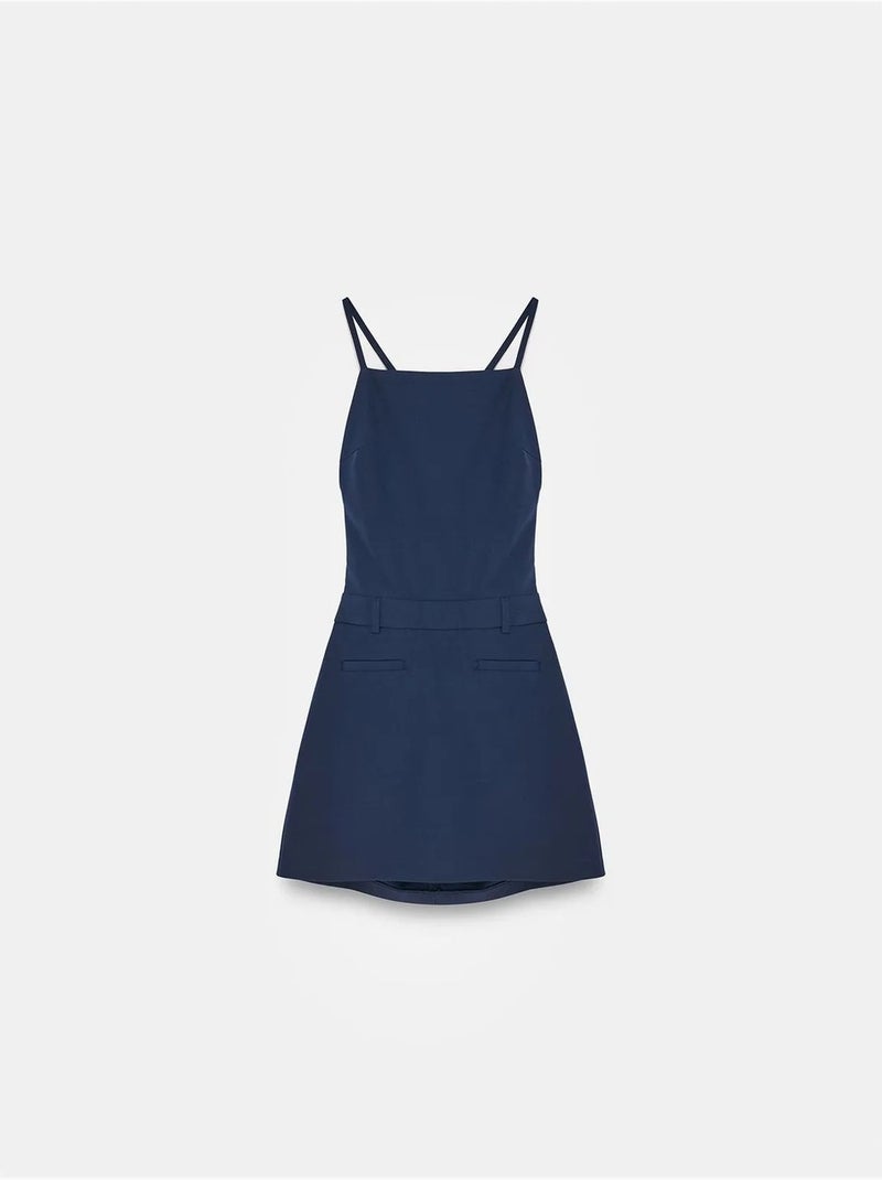 Aansluitende mini-jurk met vierkante hals en cut-out dilvin Marineblauw - Kiabi