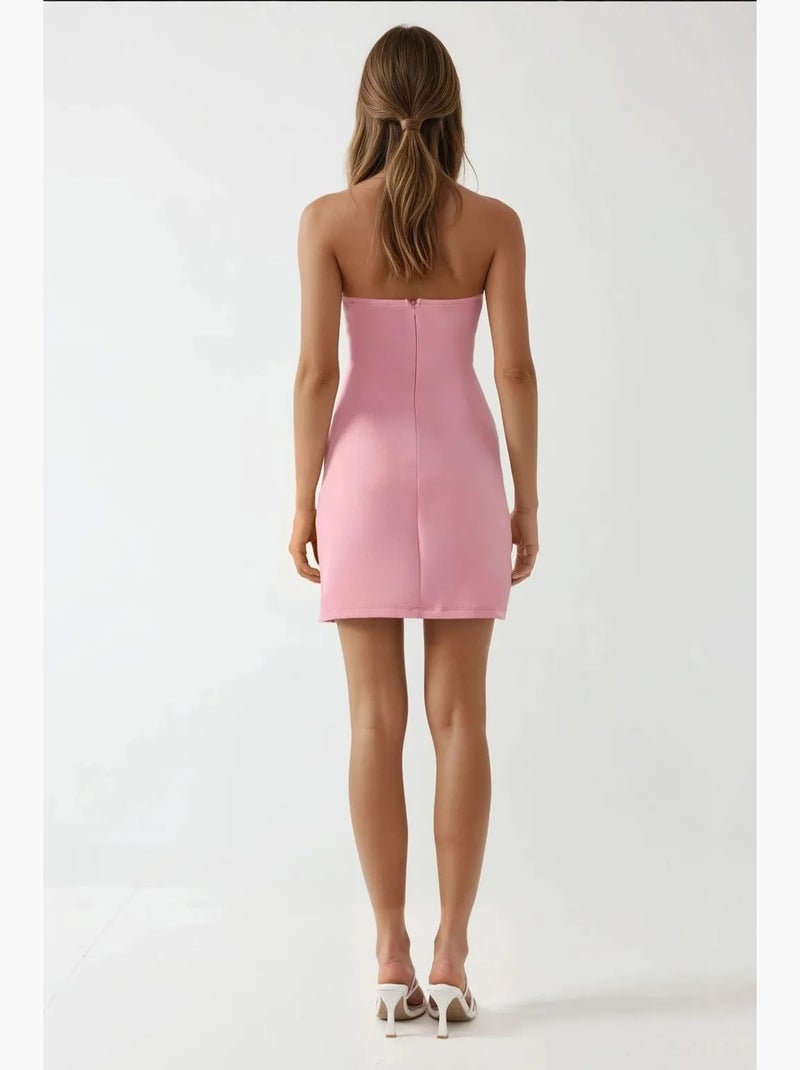 Aansluitende mini-jurk met vierkante hals hiccup Roze - Kiabi