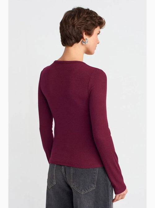 Aansluitende ribgebreide blouse met knopen dilvin - Kiabi Aansluitende ribgebreide blouse met knopen dilvin - Kiabi