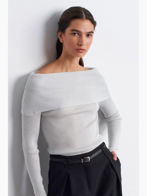 Aansluitende ribgebreide trui met off-shoulder hals dilvin - Kiabi