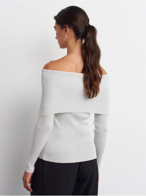 Aansluitende ribgebreide trui met off-shoulder hals dilvin - Kiabi