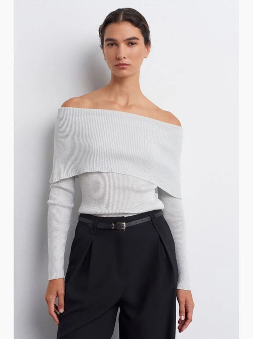Aansluitende ribgebreide trui met off-shoulder hals dilvin - Kiabi