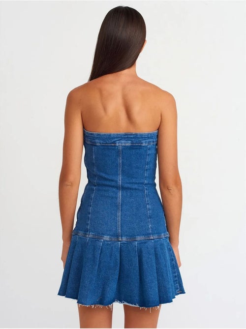 Aansluitende strapless denim minijurk dilvin - Kiabi Aansluitende strapless denim minijurk dilvin - Kiabi