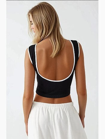 Aansluitende tanktop met ronde hals en contrast, hiccup