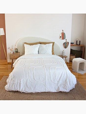 Abstract geometrisch getuft gewassen katoenen bedlinnenset