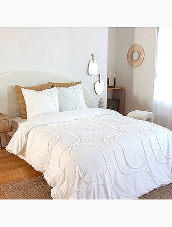 Abstract geometrisch getuft gewassen katoenen bedlinnenset