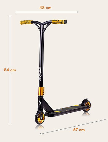 Acrobatische step - LIONELO Whizz - Breed stuur - ABEC-9-lagers - Zwart