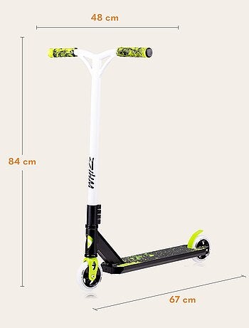 Acrobatische step - LIONELO Whizz - Breed stuur - ABEC-9-lagers - Zwart
