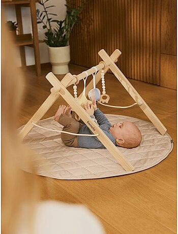 Activiteitenmat met houten baby gym LIONELO Anis Set – Opvouwbaar – Mat van 2 cm