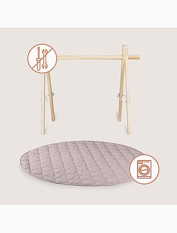 Activiteitenmat met houten baby gym LIONELO Anis Set – Opvouwbaar – Mat van 2 cm