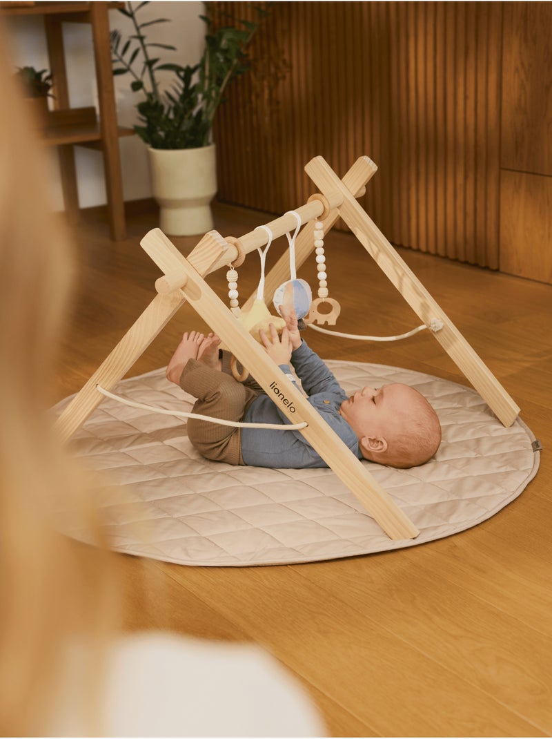 Activiteitenmat met houten baby gym LIONELO Anis Set – Opvouwbaar – Mat van 2 cm Multicolor - Kiabi