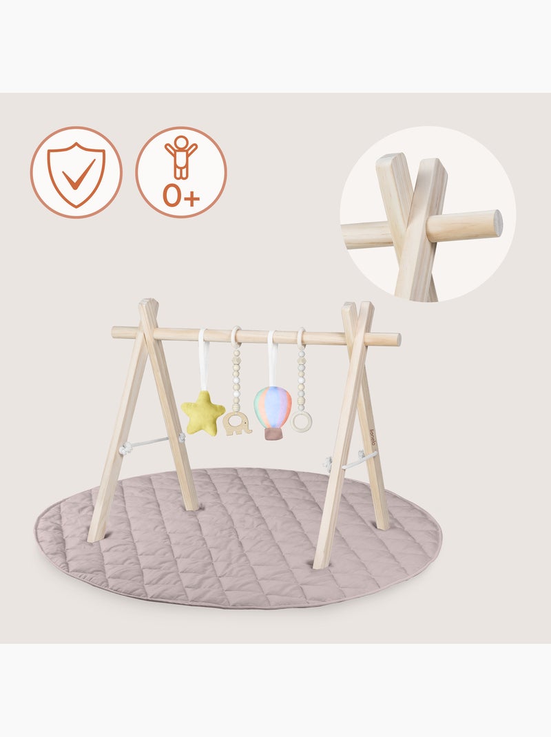 Activiteitenmat met houten baby gym LIONELO Anis Set – Opvouwbaar – Mat van 2 cm Multicolor - Kiabi