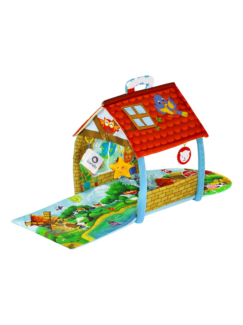 Activiteitenmat voor baby’s 2-in-1 LIONELO Agnes – Platte speelmat met bogen en speelmat met huisje Blauw Multikleur Blauw - Kiabi