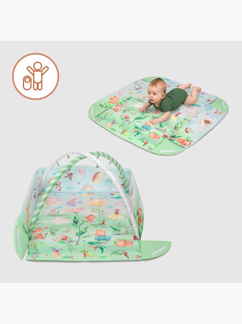 Activiteitenmat voor baby’s LIONELO Inga 2-in-1 – Box – Wasbaar – Interactief speelgoed Wit Groen Blauw - Kiabi