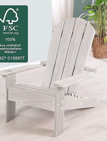 Adirondack-stoel voor kinderen van massief hout met bekerhouder 'Roba deck chair'