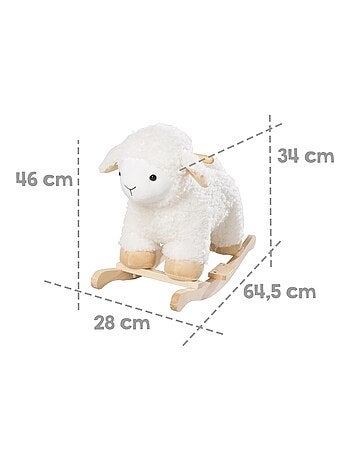 Agneau à bascule en bois massif et peluche - ROBA