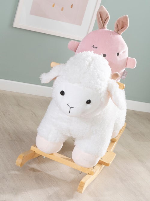 Agneau à bascule en bois massif et peluche - ROBA - Kiabi