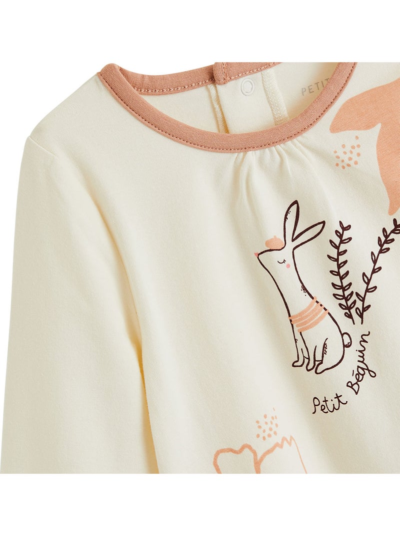 Aimée 2-pack baby T-shirts met lange mouwen Ecru - Kiabi