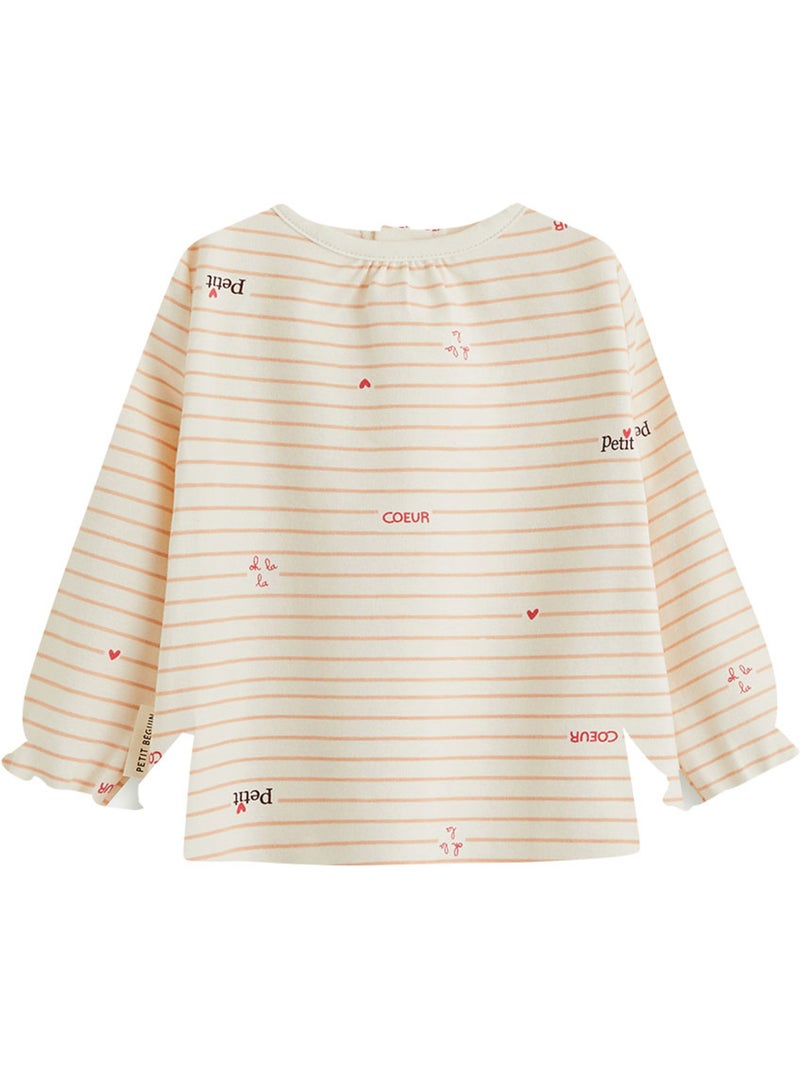 Aimée 2-pack baby T-shirts met lange mouwen Ecru - Kiabi