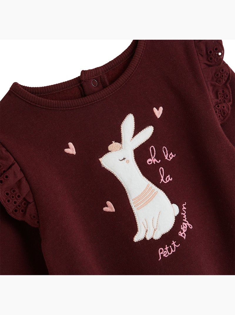 Aimée baby fleece sweatshirt Bordeaux - Kiabi