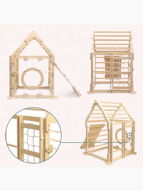 Aire de jeux intérieure bois enfants maison escalade avec toboggan et filet – mamabrum - Kiabi Aire de jeux intérieure bois enfants maison escalade avec toboggan et filet – mamabrum - Kiabi