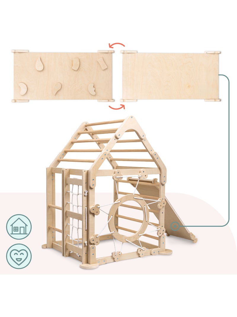 Aire de jeux intérieure bois enfants maison escalade avec toboggan et filet – mamabrum N/A - Kiabi