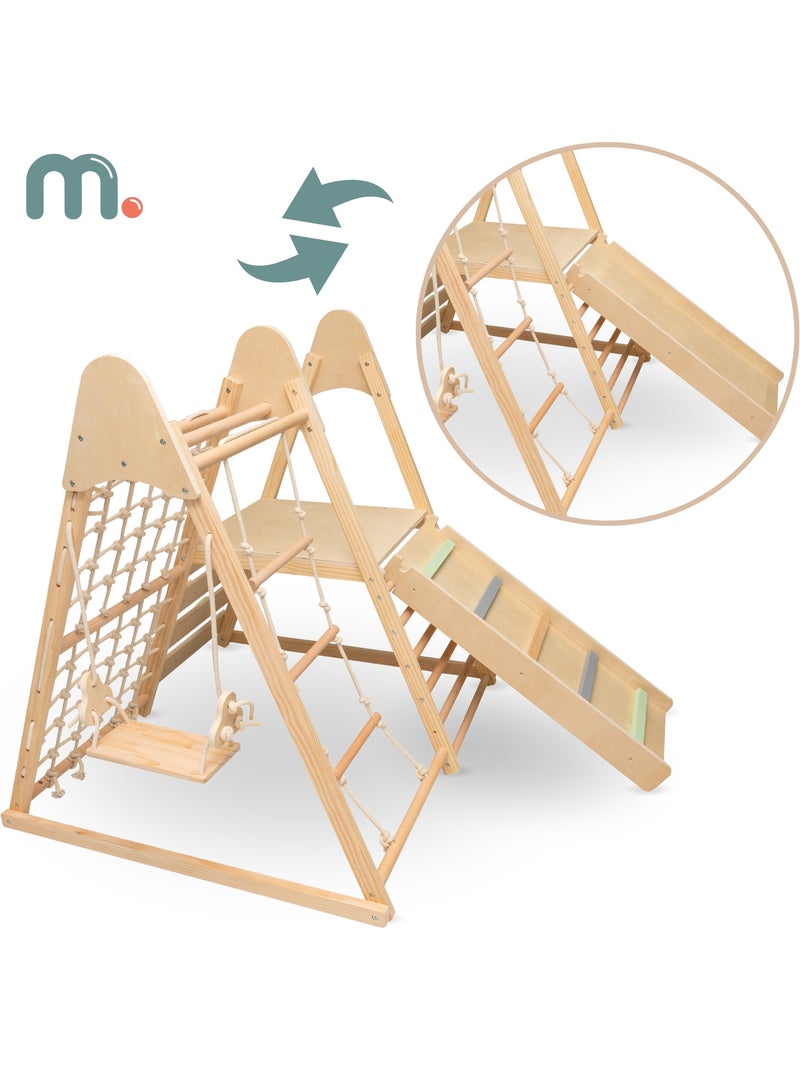Aire de jeux interieure en bois 5en1 toboggan escalade mamabrum mam203, 120 cm Beige - Kiabi