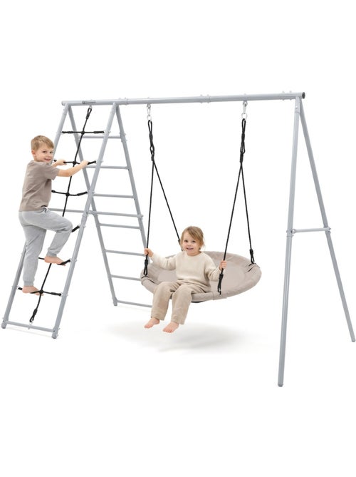 Aire de jeux jardin xl hypermotion- nid-de-cigogne 100cm & filet à grimper 180kg - Kiabi