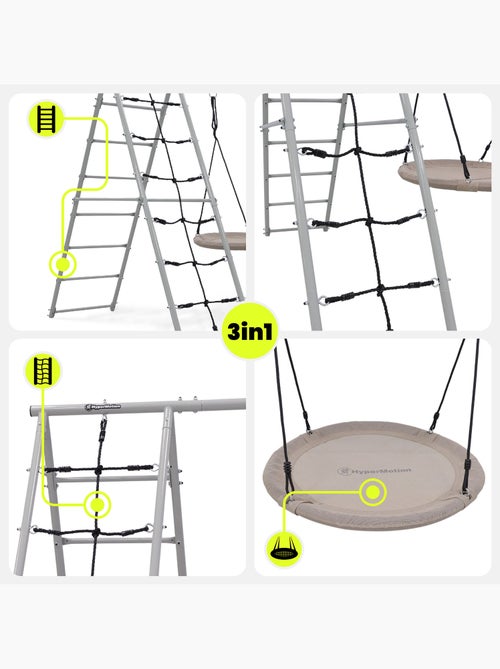 Aire de jeux jardin xl hypermotion- nid-de-cigogne 100cm & filet à grimper 180kg - Kiabi