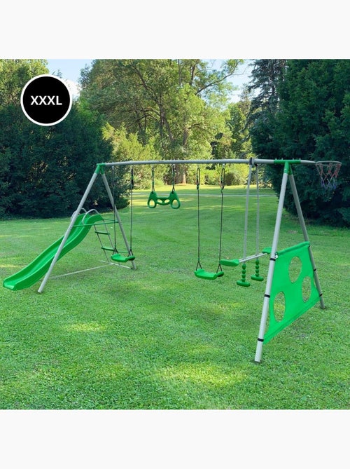 Aire de jeux xxxl enfant avec balançoires, toboggan et accessoires - Kiabi