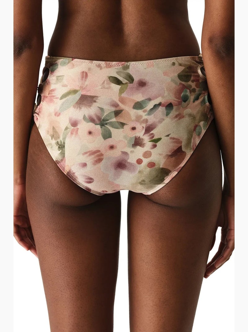 Aires fashion bikinibroekje met bloemen, glans en hoge taille penti Crème - Kiabi