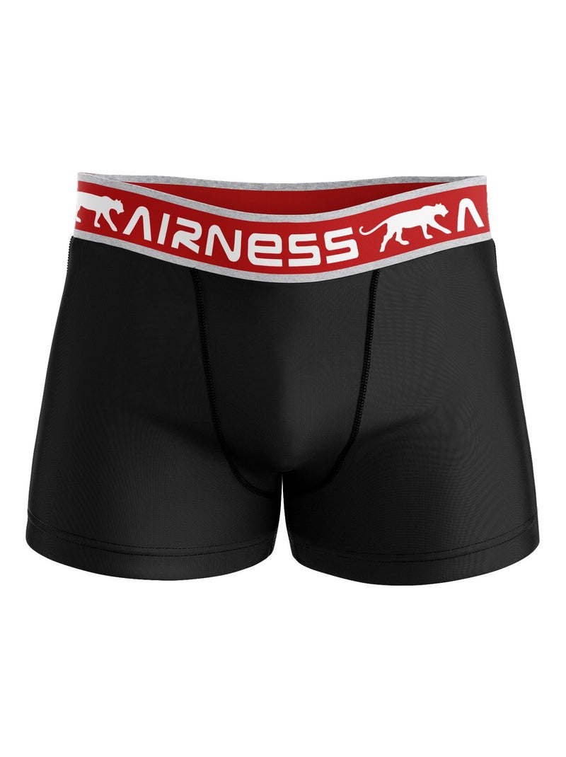 AIRNESS 5-pack katoenen boxershorts voor heren met gekleurde taillebanden (startpakket) Zwart - Kiabi