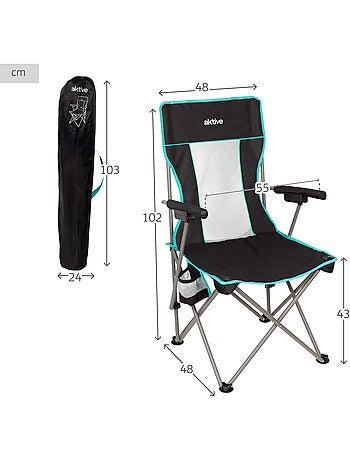 Aktive chaise de camping pliante 48x48x102 cm avec dossier en filet