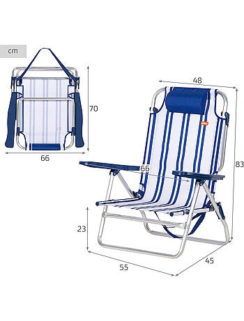 Aktive chaise de plage basse multiposition 48x45x83 cm