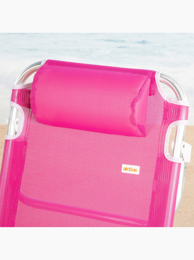 Aktive chaise de plage basse multiposition 48x46x84 cm Rose fushia - Kiabi